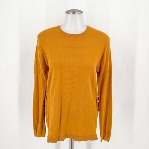 Love Tree Mustard Colored Sweater with side ties and two fabrics